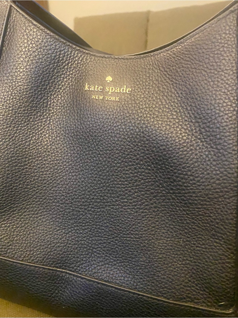kate spade Black Pebbled Leather Shoulder Bag with Gold Logo